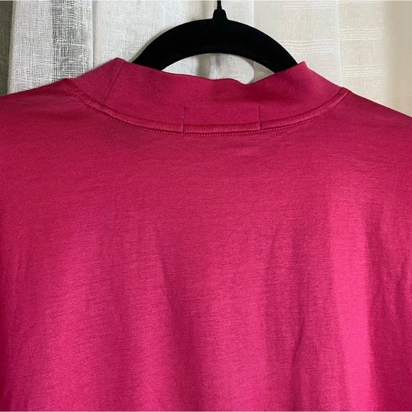 Men’s Bugatchi High Neckline Short Sleeve 100% Cotton Pink Medium - Picture 7 of 15